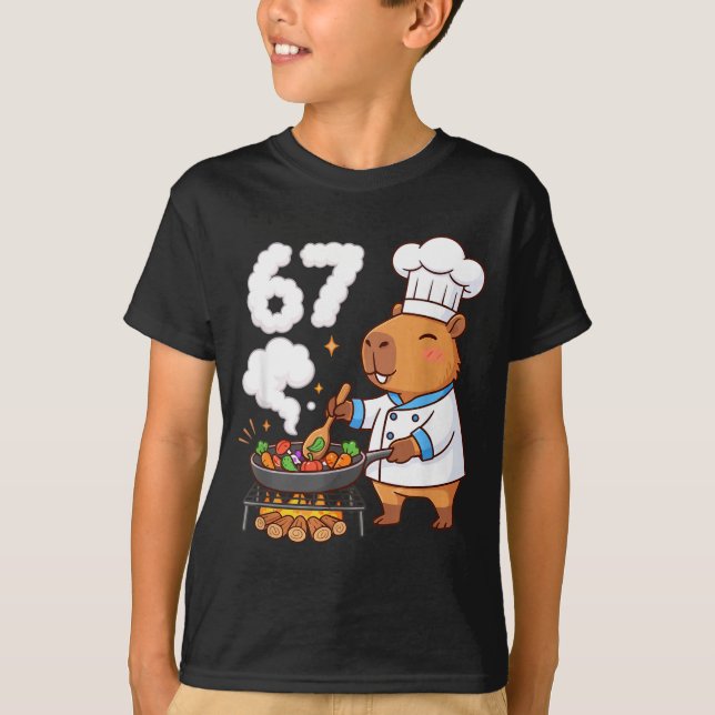 Camiseta Capybara Chef 67 Six Seven Funny Brain Rot Meme Gr (Frente)
