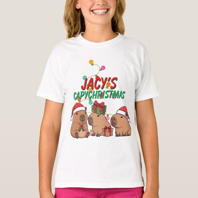 Camiseta Capybara Christmas Holiday  (Frente)