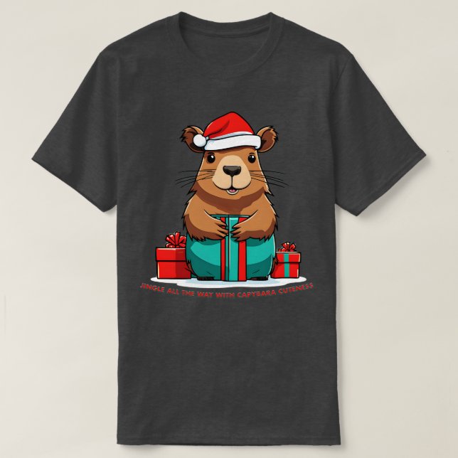 Camiseta Capybara Christmas Jingle All Way with Capybar (Frente do Design)