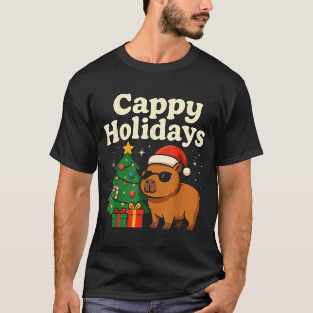 Camiseta Capybara Christmas Shirt, Funny Capy Holidays  (Frente)