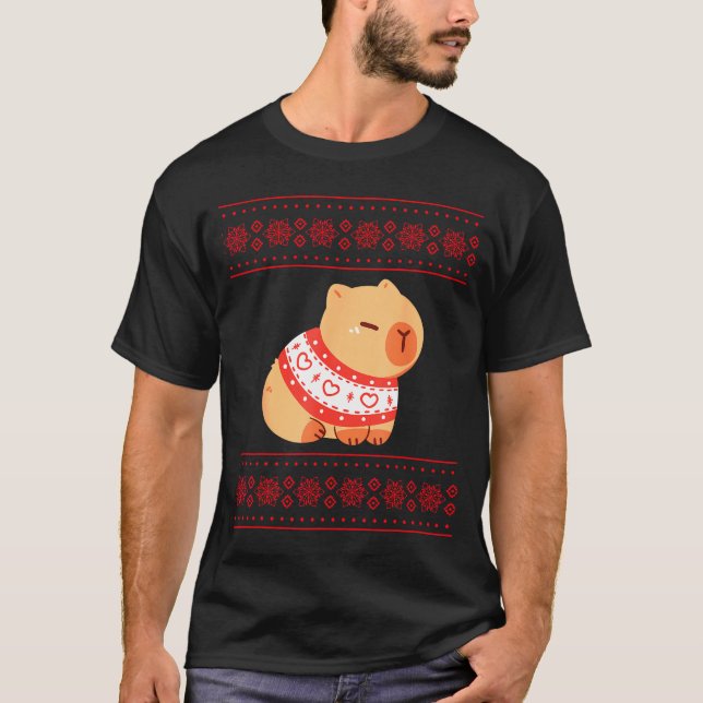 Camiseta Capybara Christmas Sweater  (Frente)