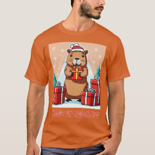 Camiseta Capybara Christmas Yule Ama Nossa Tripulação Capyb