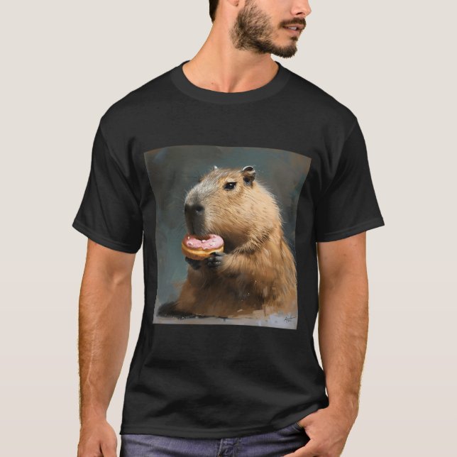 Camiseta Capybara Com Rosquinha Rosa (Frente)