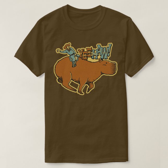 Camiseta Capybara Cowboy Yee Haw por Tobe Fonseca (Frente do Design)