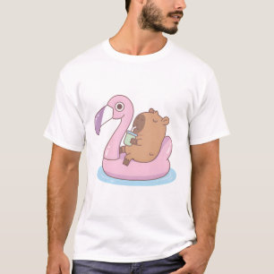 Camiseta Capybara Cuta A Refrigeração No Fluxo De Piscina F