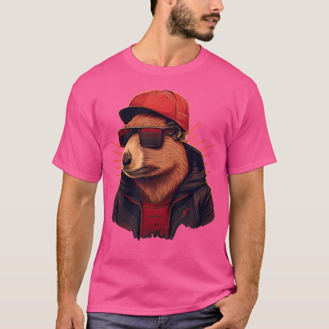 Camiseta Capybara Cute E Funny Capybara Rap Dj Hip-Salto Rb (Frente)