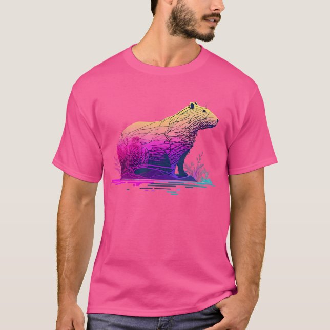 Camiseta Capybara Cute E Funny Capybara Vaporwave (Frente)