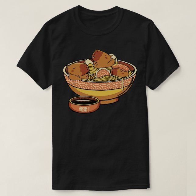 Camiseta Capybara Cute Ramen por Tobe Fonseca (Frente do Design)