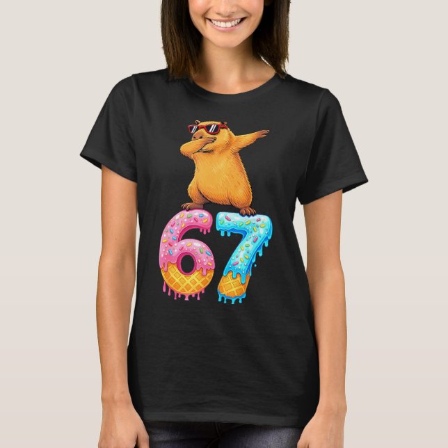 Camiseta Capybara Dabbing 67 Ice Cream Drip 67 Birthday Boy (Frente)