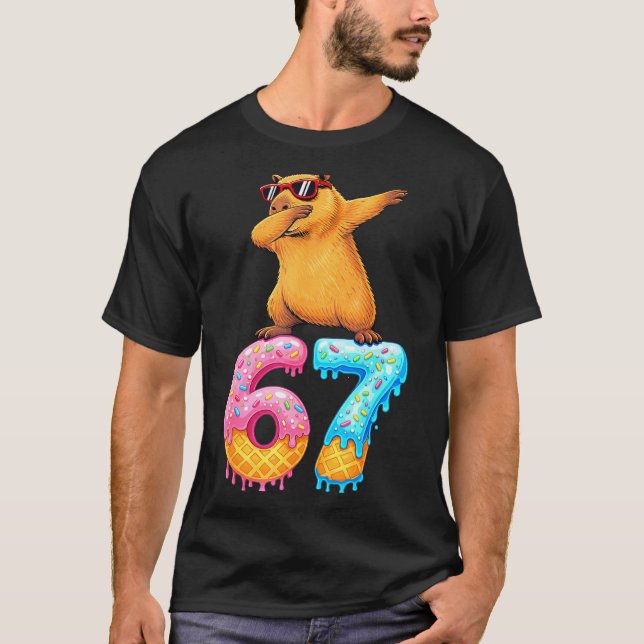 Camiseta Capybara Dabbing 67 Ice Cream Drip 67 Birthday Boy (Frente)