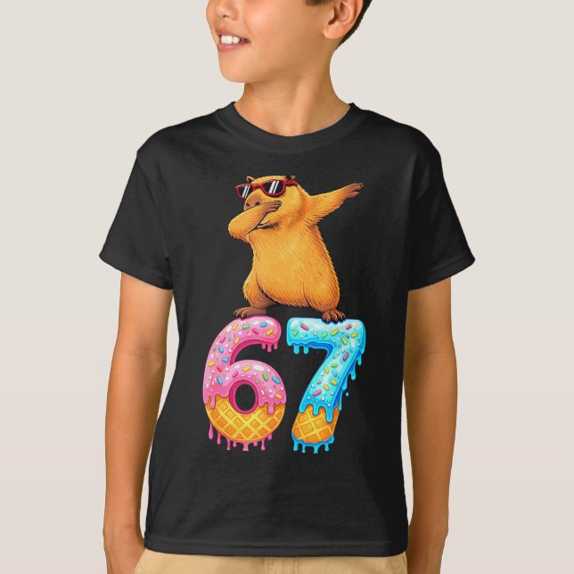 Camiseta Capybara Dabbing 67 Ice Cream Drip 67 Birthday Boy (Frente)