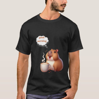 Camiseta capybara e café de manhã