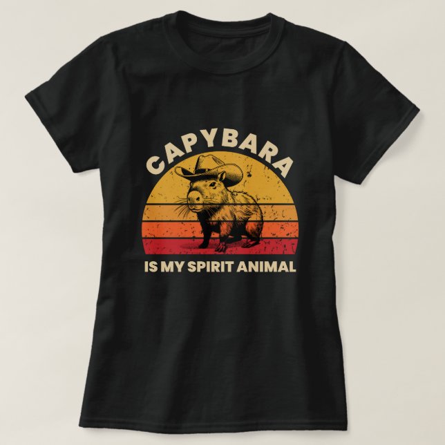 Camiseta Capybara É Minha Espírito Animal Capybara Cowboy (Frente do Design)