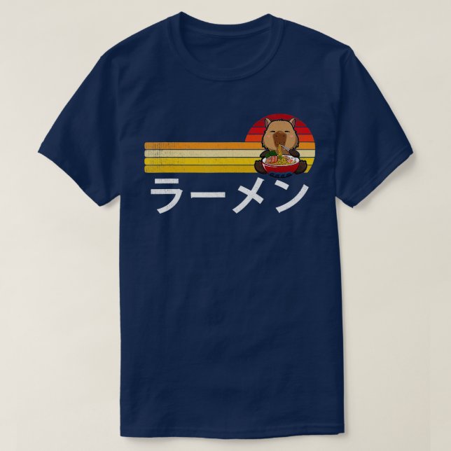Camiseta Capybara Eating Ramen Engraçado Comida japonesa Ca (Frente do Design)