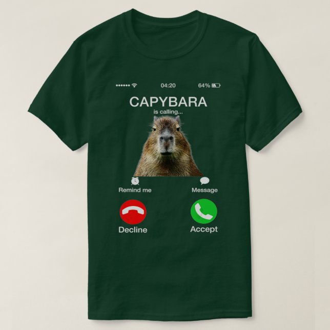 Camiseta Capybara Está Chamando Funny Capibara Amante de os (Frente do Design)