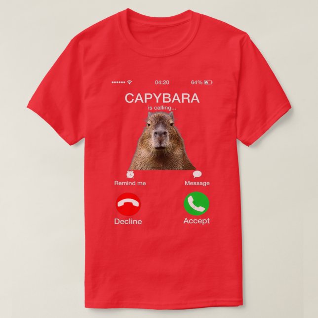 Camiseta Capybara Está Chamando Funny Capibara Amante de os (Frente do Design)