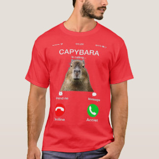 Camiseta Capybara Está Chamando Funny Capibara Amante de os