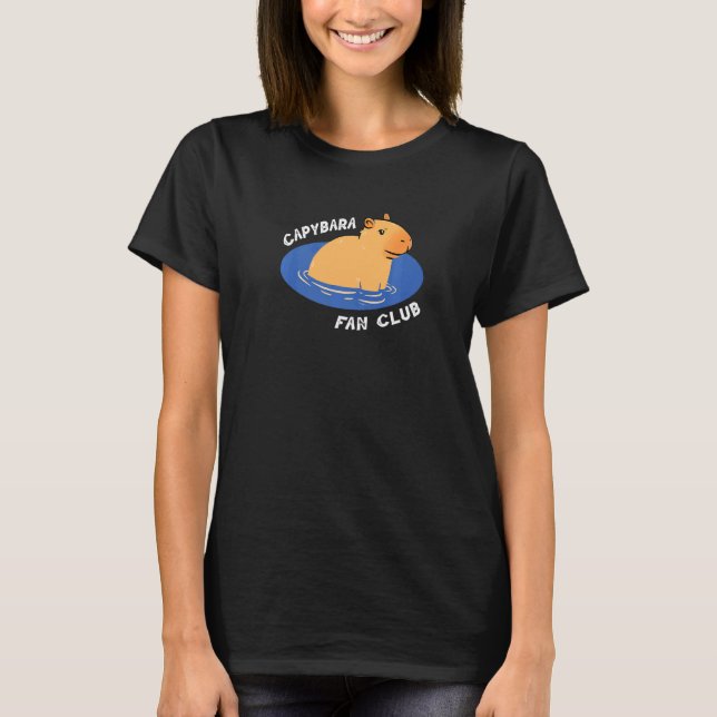 Camiseta Capybara Fan Club Say Cute Natação Animal Roda (Frente)