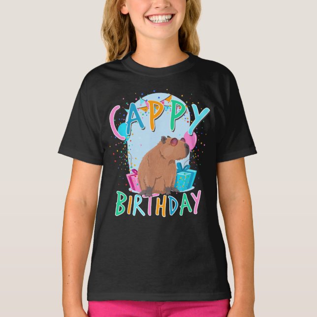 Camiseta Capybara Festa de aniversário Capybaras Para Menin (Frente)