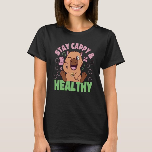 Camiseta Capybara Fique Capy E Saudável (Frente)