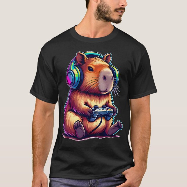 Camiseta Capybara Funny Video Games Lover Capybara Console  (Frente)