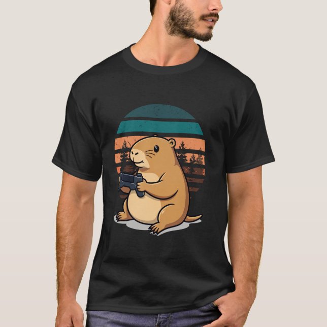 Camiseta Capybara Funny Videos games de Retrô para Crianças (Frente)