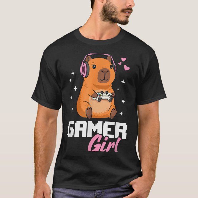 Camiseta Capybara Gamer Girl Gaming  (Frente)