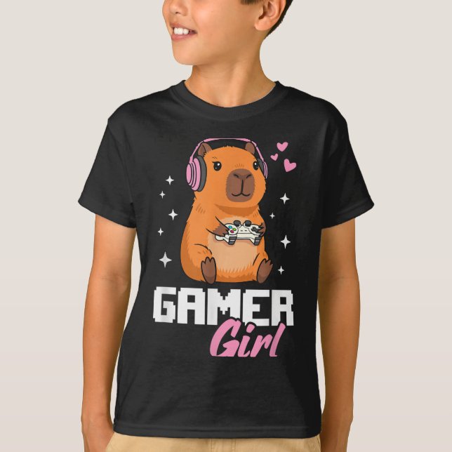 Camiseta Capybara Gamer Girl Gaming  (Frente)