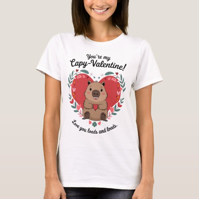 Camiseta Capybara Heart Dia de os namorados (Frente)