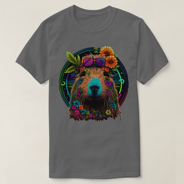 Camiseta Capybara Hippie 5 (Frente do Design)