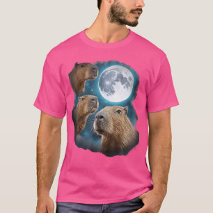 Camiseta Capybara Howling Na Lua