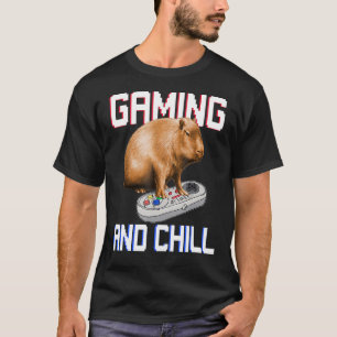 Camiseta Capybara Jogando Vídeo Jogo Vida Selvagem Animal C