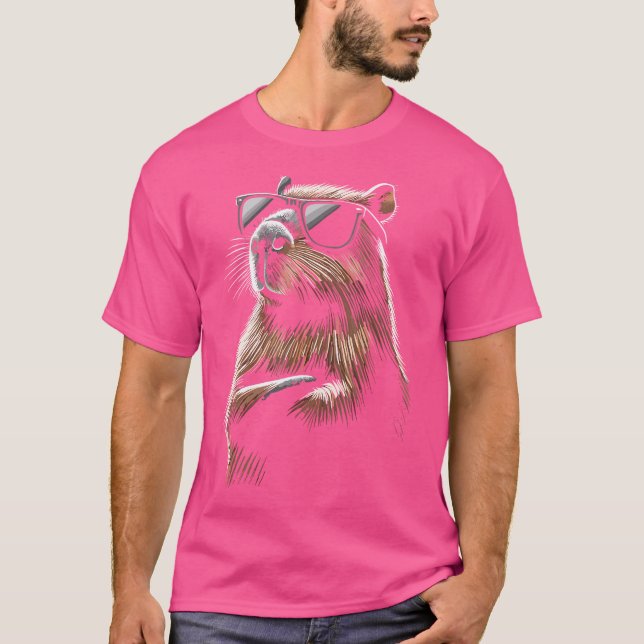 Camiseta Capybara Lover Com Óculos Solares (Frente)