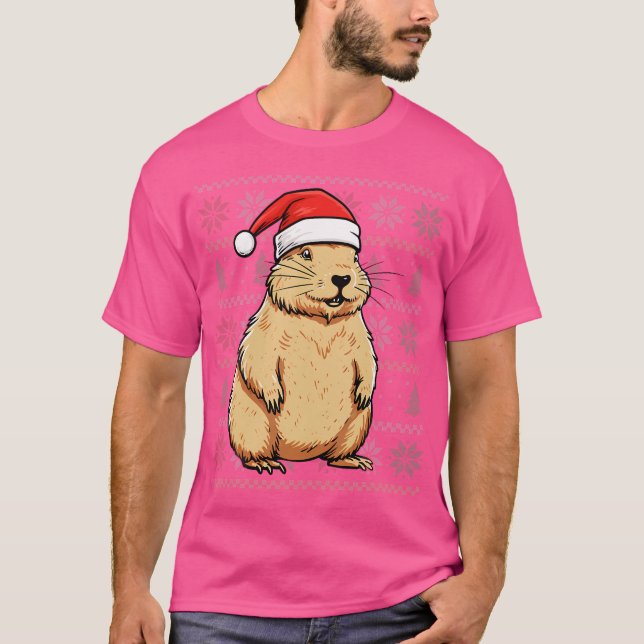 Camiseta Capybara Lover Vestindo Santa Hat Xmas Capybara Ch (Frente)