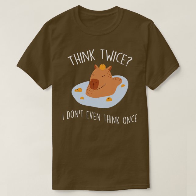 Camiseta Capybara Mandarin Orange Think Twice 1 (Frente do Design)