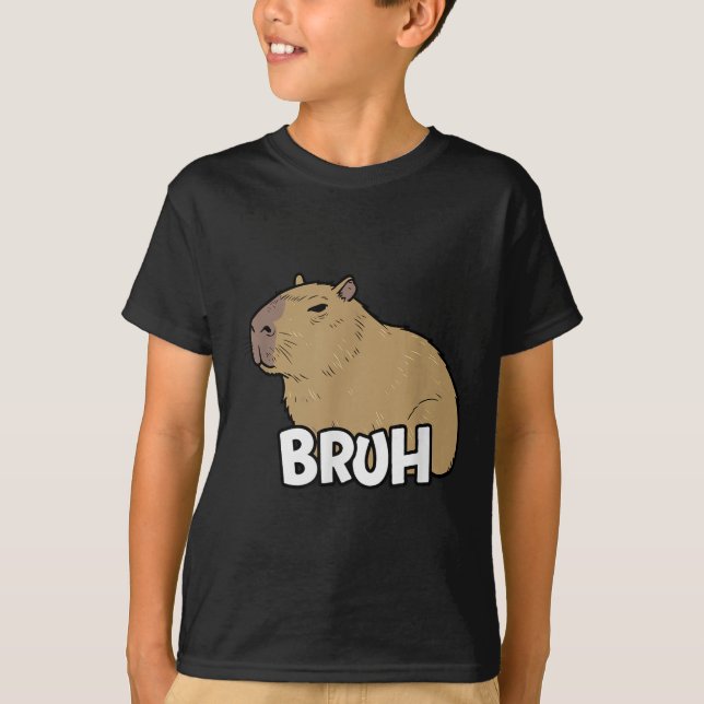 Camiseta Capybara Meme Dizendo Bruh Com Meninas Capybara (Frente)