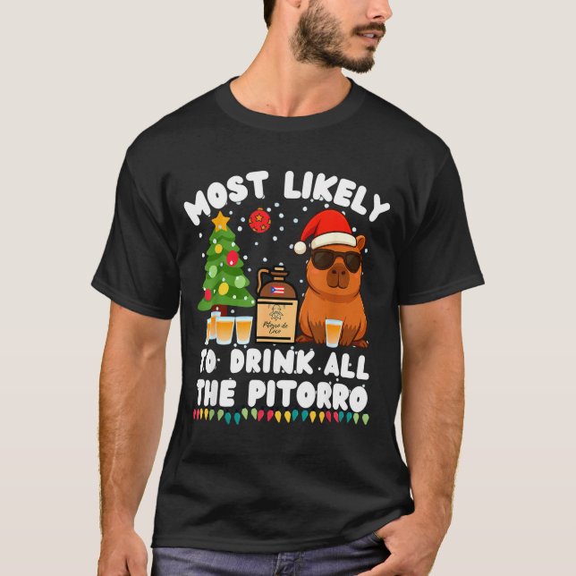 Camiseta Capybara Most Likely To Drink All The Torro Funny  (Frente)