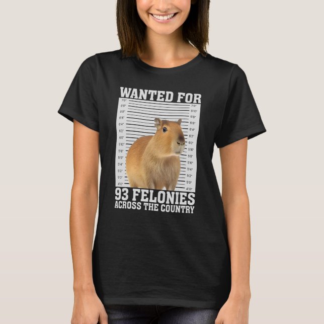 Camiseta Capybara Mugshot Para 93 Felonies Hilarious Capyba (Frente)