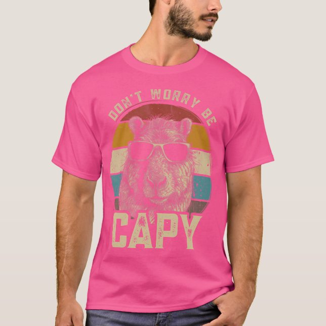 Camiseta Capybara Não Se Preocupe Com Capy Funny Animal Cap (Frente)
