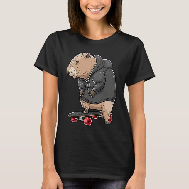 Camiseta Capybara On A Skateboard Rodent Skater Skateboarde (Frente)