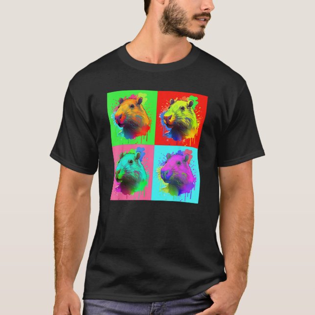 Camiseta Capybara Painted Art Portrait Cute Capybara Lover  (Frente)