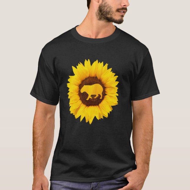 Camiseta Capybara Para Mulheres Homens Mamíferos Girassol (Frente)
