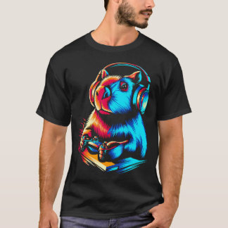 Camiseta Capybara Playing Video Games Animal Rodent Lover C