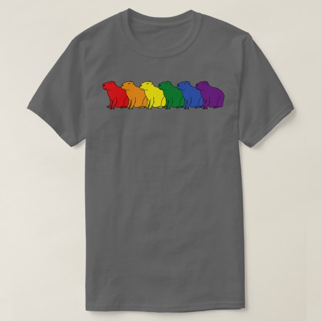 Camiseta Capybara Pride Rainbow (Frente do Design)