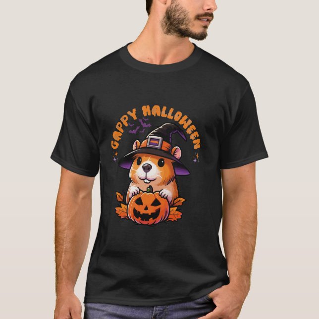 Camiseta Capybara Pumpkin Funny Cappy Halloween Mulheres (Frente)