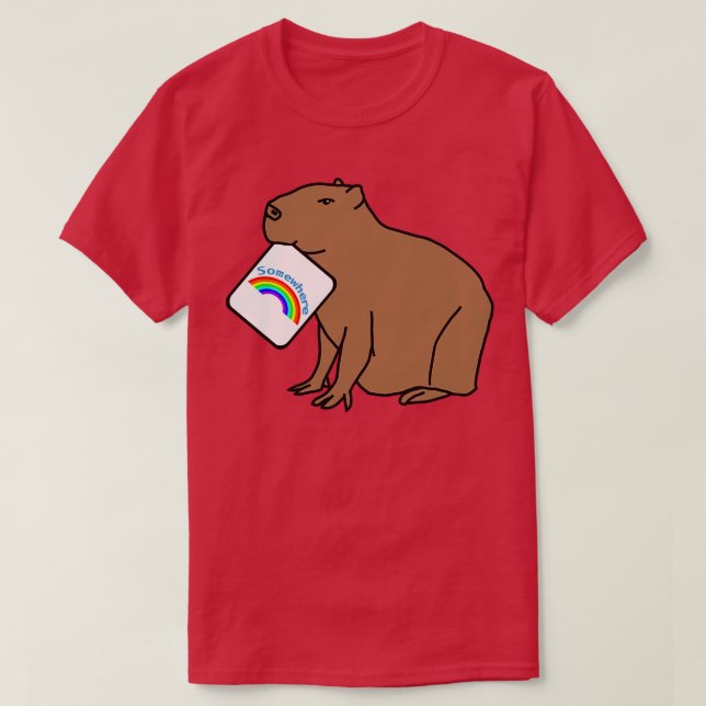 Camiseta Capybara Puns com outro Arco-íris (Frente do Design)