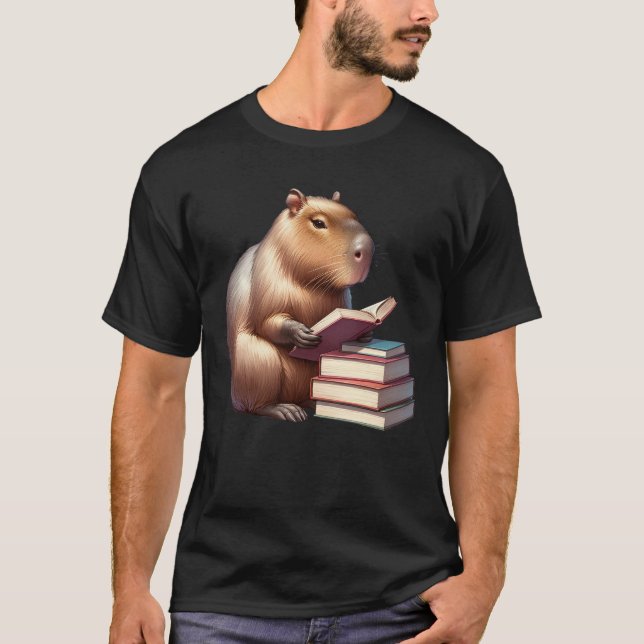 Camiseta Capybara Reading Book Reader Bookworm Capybara (Frente)