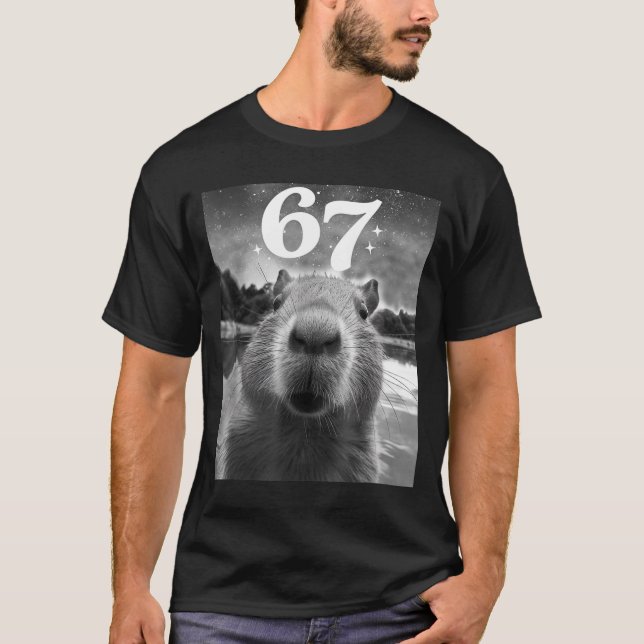 Camiseta Capybara Selfie With 67 Meme Capy Graphic For Men  (Frente)