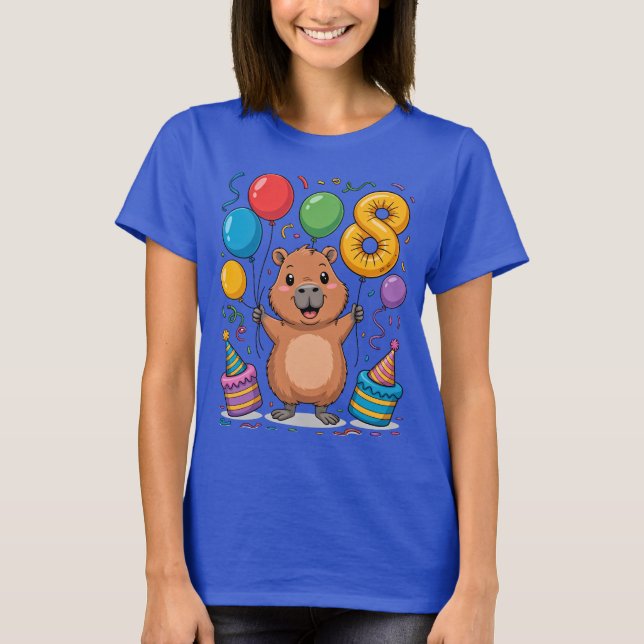 Camiseta Capybara Shirt for Girls 8 Birthday Celebration (Frente)