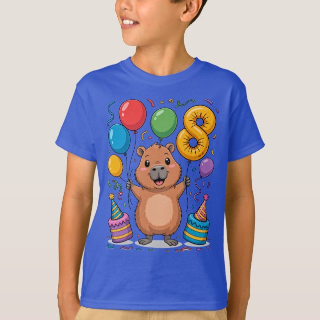 Camiseta Capybara Shirt for Girls 8 Birthday Celebration (Frente)